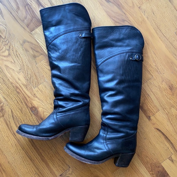 Frye Shoes - Frye Black Jane Tall Cuff Boots Size 7